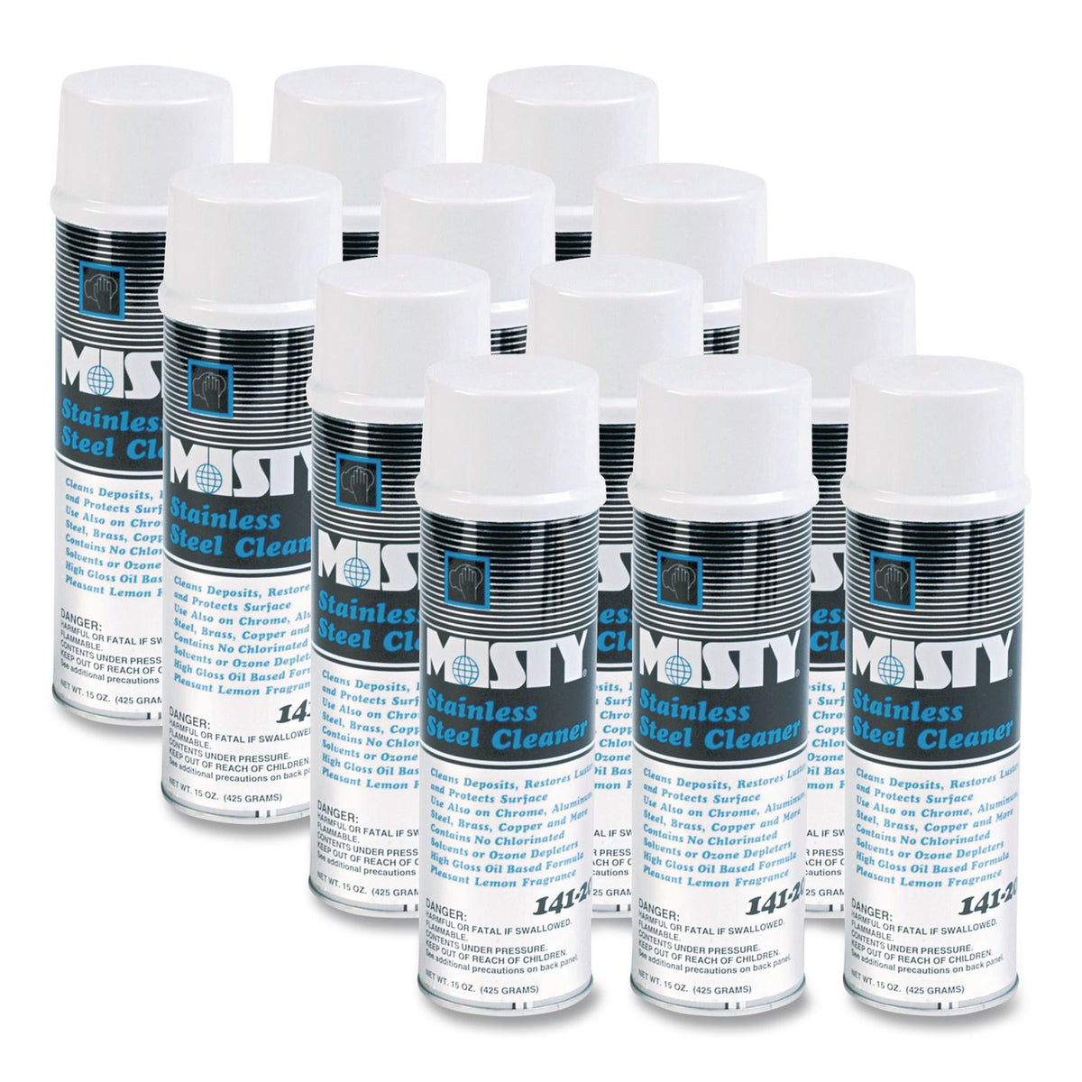 Stainless Steel Cleaner and Polish, Lemon Scent, 15 oz Aerosol Spray, 12/Carton