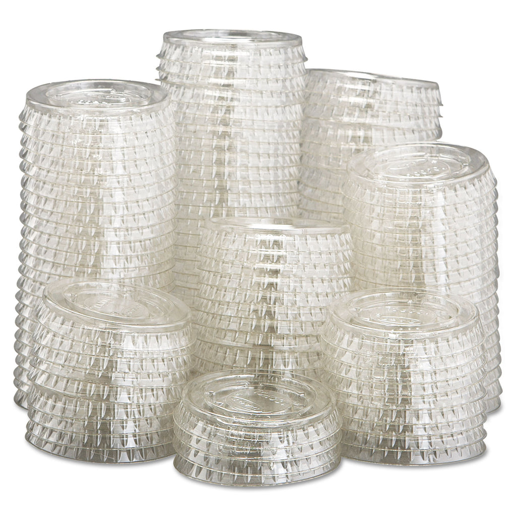 Portion/Souffle Cup Lids, Fits 0.5 oz to 1 oz Cups, PET, Clear, 125 Pack, 20 Packs/Carton