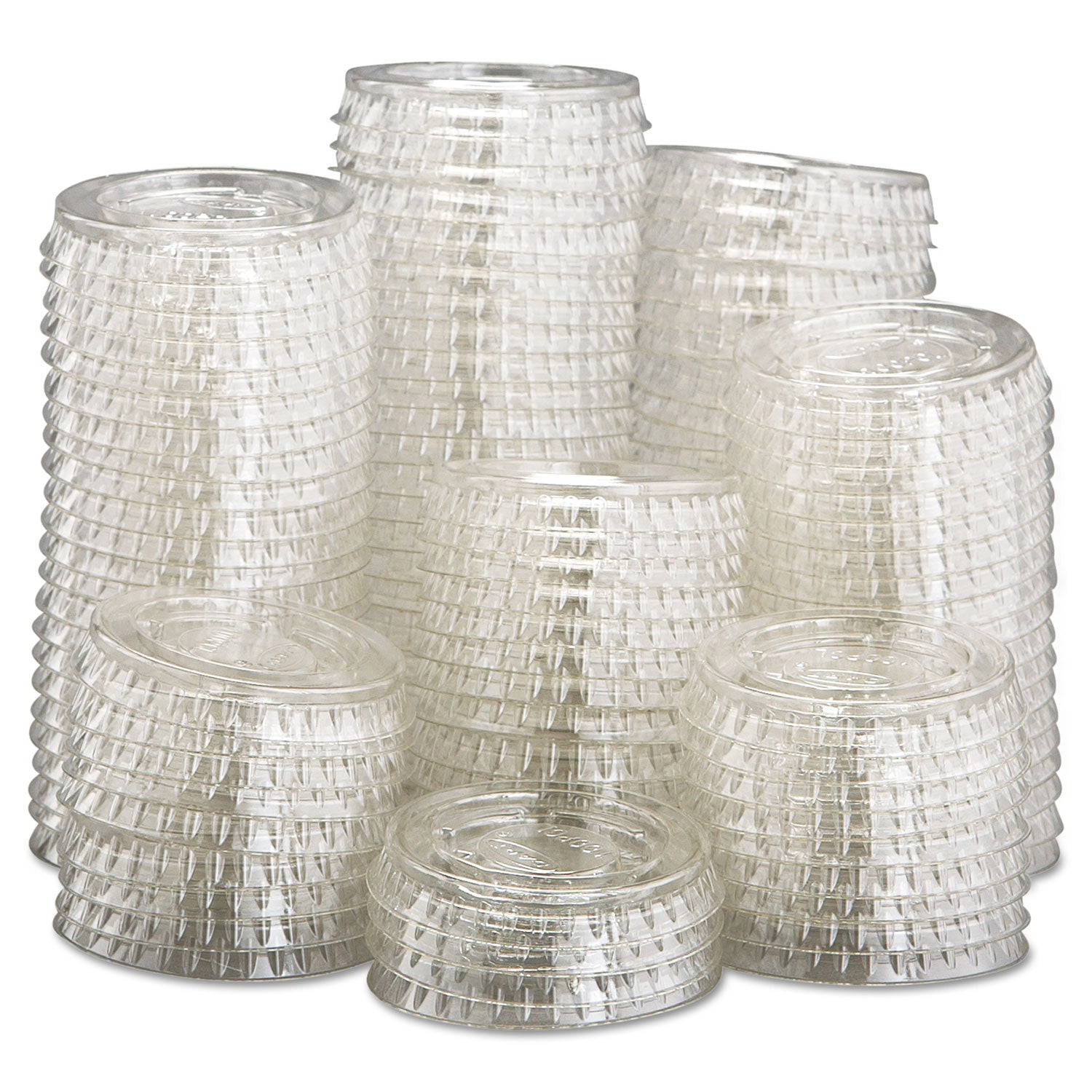 Portion/Souffle Cup Lids, Fits 0.5 oz to 1 oz Cups, PET, Clear, 125 Pack, 20 Packs/Carton