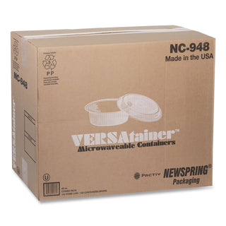 Newspring VERSAtainer Microwavable Containers, 48 oz, 9 x 9 x 2.38, White/Clear, Plastic, 150/Carton