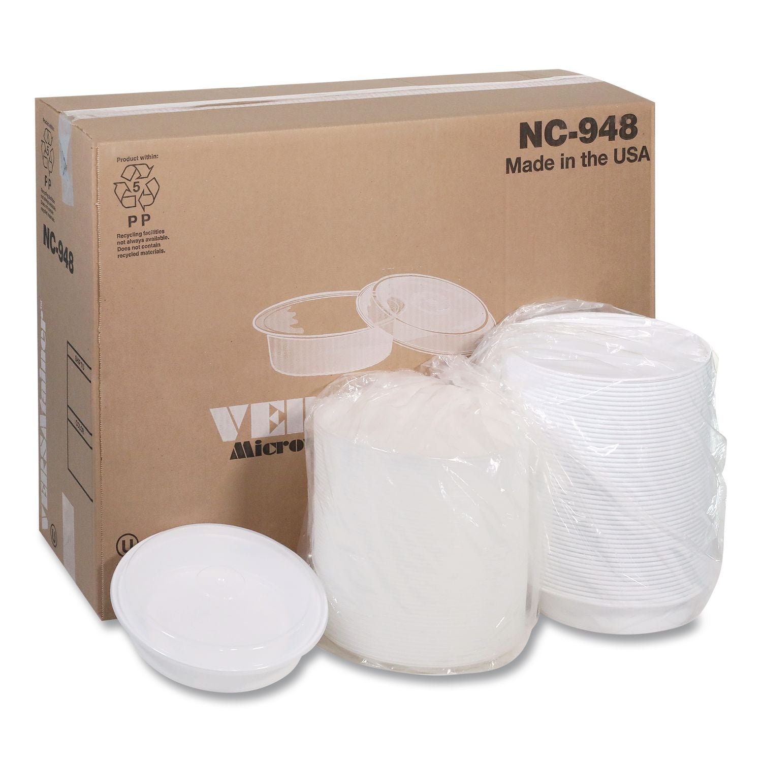Newspring VERSAtainer Microwavable Containers, 48 oz, 9 x 9 x 2.38, White/Clear, Plastic, 150/Carton