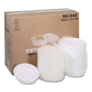 Newspring VERSAtainer Microwavable Containers, 48 oz, 9 x 9 x 2.38, White/Clear, Plastic, 150/Carton