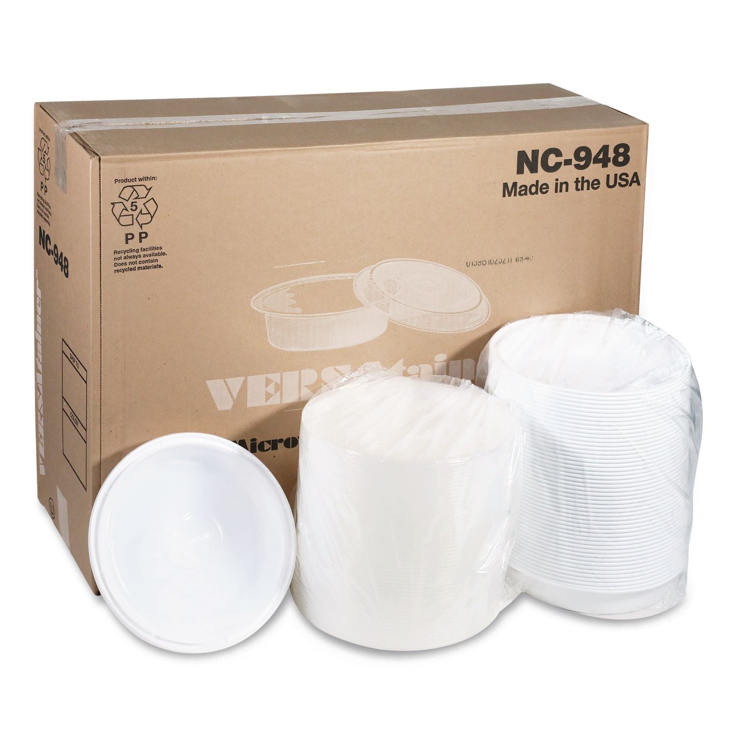 Newspring VERSAtainer Microwavable Containers, 48 oz, 9 x 9 x 2.38, White/Clear, Plastic, 150/Carton