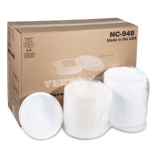 Newspring VERSAtainer Microwavable Containers, 48 oz, 9 x 9 x 2.38, White/Clear, Plastic, 150/Carton