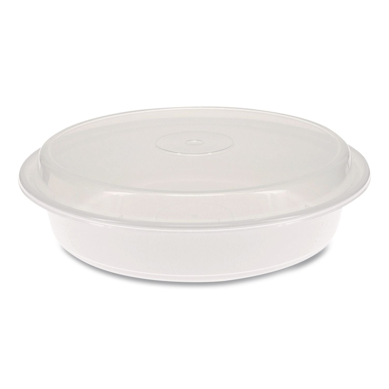 Newspring VERSAtainer Microwavable Containers, 48 oz, 9 x 9 x 2.38, White/Clear, Plastic, 150/Carton