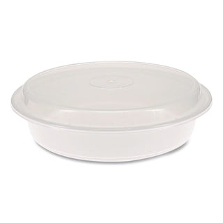 Newspring VERSAtainer Microwavable Containers, 48 oz, 9 x 9 x 2.38, White/Clear, Plastic, 150/Carton
