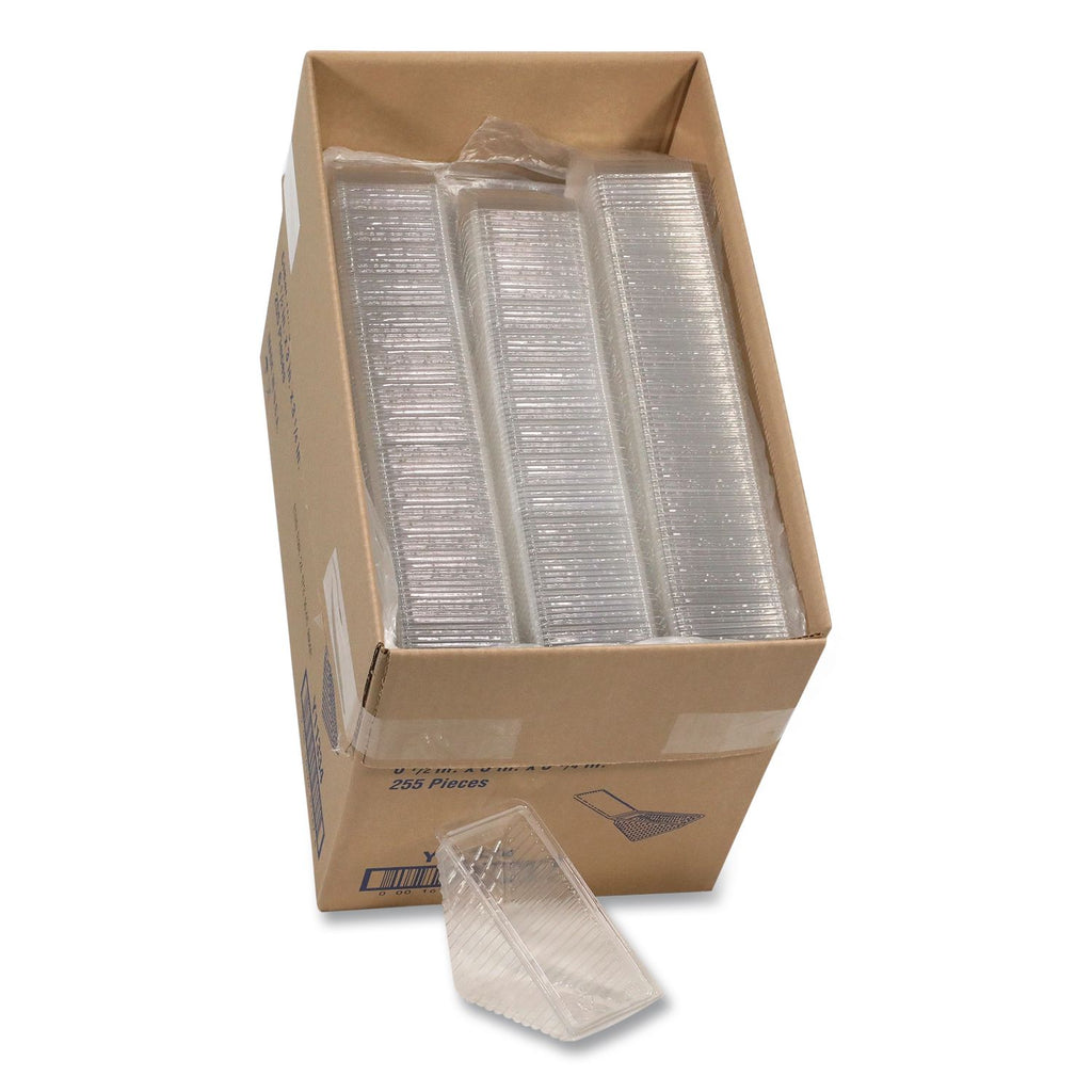 Plastic Hinged Lid Sandwich Container, 3.25 x 6.5 x 3, Clear, 85/Pack, 3 Packs/Carton