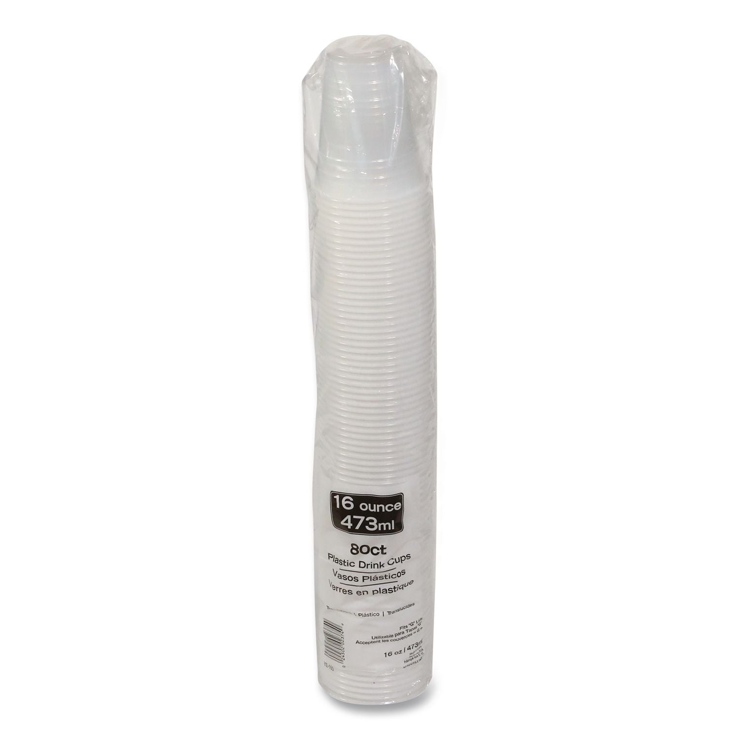 Translucent Drink Cups, 16 oz, Clear, 80/Pack, 12 Packs/Carton