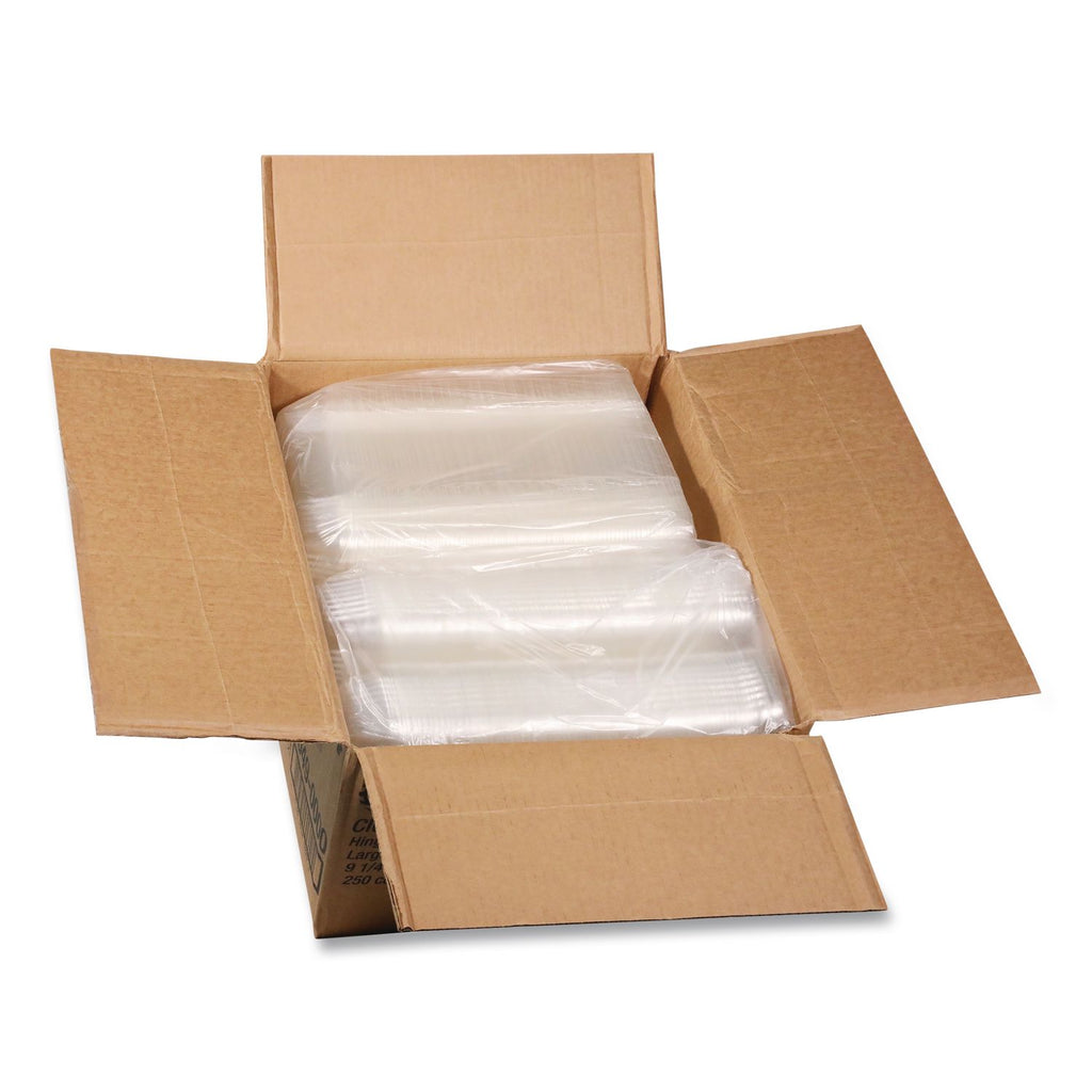 ClearView SmartLock Hinged Lid Container, Hoagie Container, 27 oz, 9.25 x 4.5 x 3, Clear, Plastic, 250/Carton