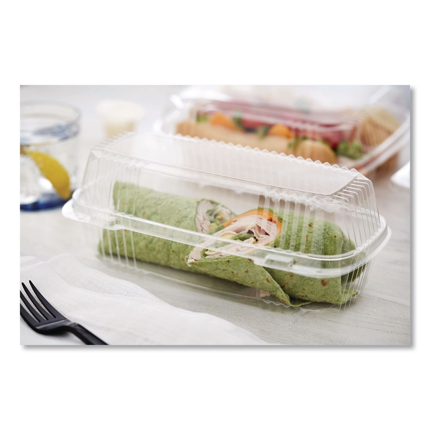 ClearView SmartLock Hinged Lid Container, Hoagie Container, 27 oz, 9.25 x 4.5 x 3, Clear, Plastic, 250/Carton