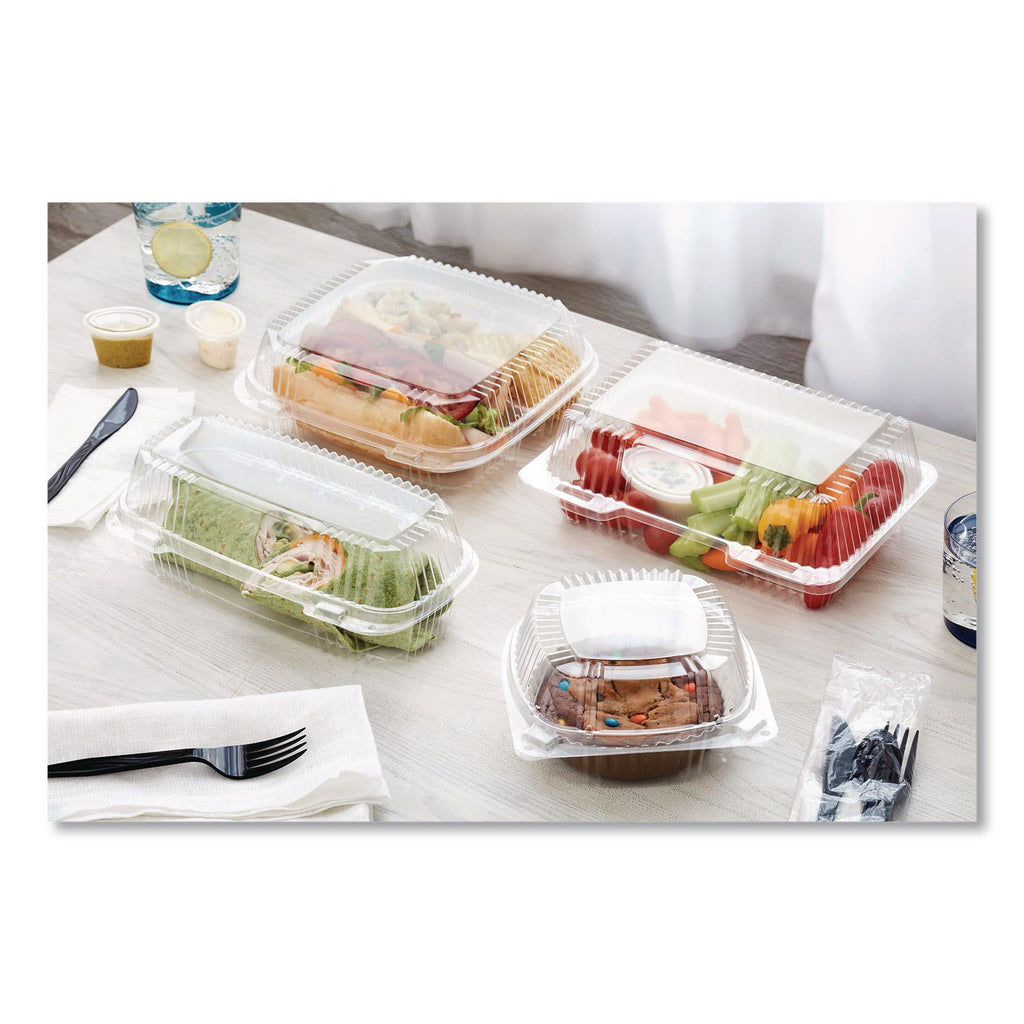 ClearView SmartLock Hinged Lid Container, Hoagie Container, 27 oz, 9.25 x 4.5 x 3, Clear, Plastic, 250/Carton