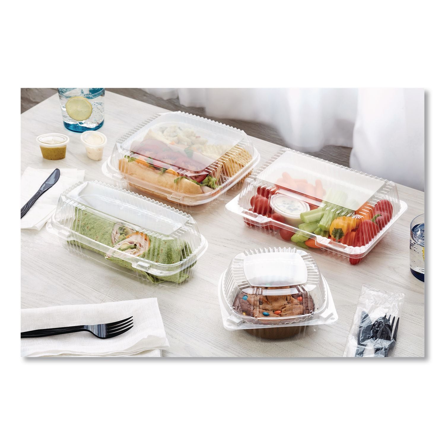 ClearView SmartLock Hinged Lid Container, Hoagie Container, 27 oz, 9.25 x 4.5 x 3, Clear, Plastic, 250/Carton