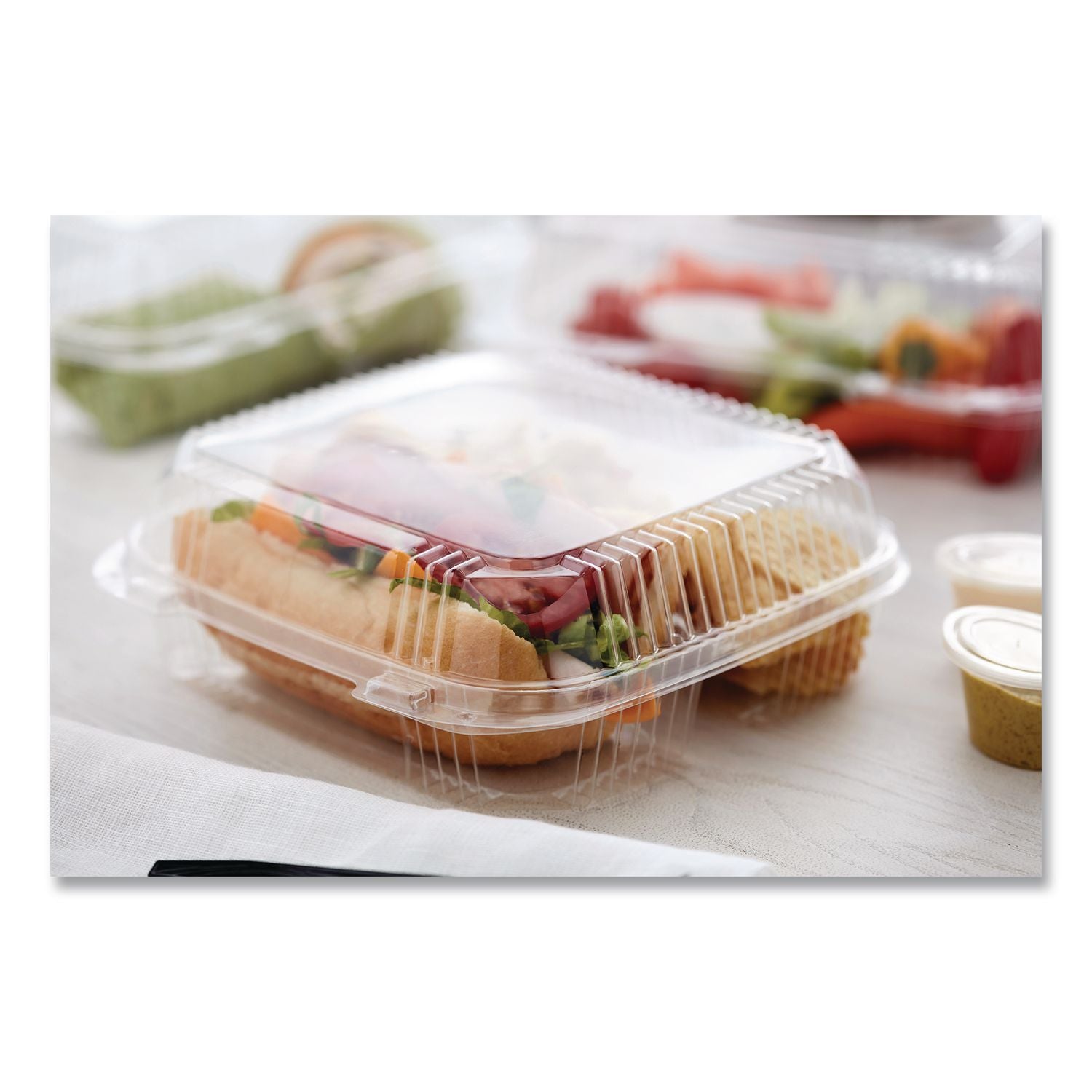 ClearView SmartLock Hinged Lid Container, 3-Compartment, 5 oz/14 oz, 8.2 x 8.34 x 2,91, Clear, Plastic, 200/Carton