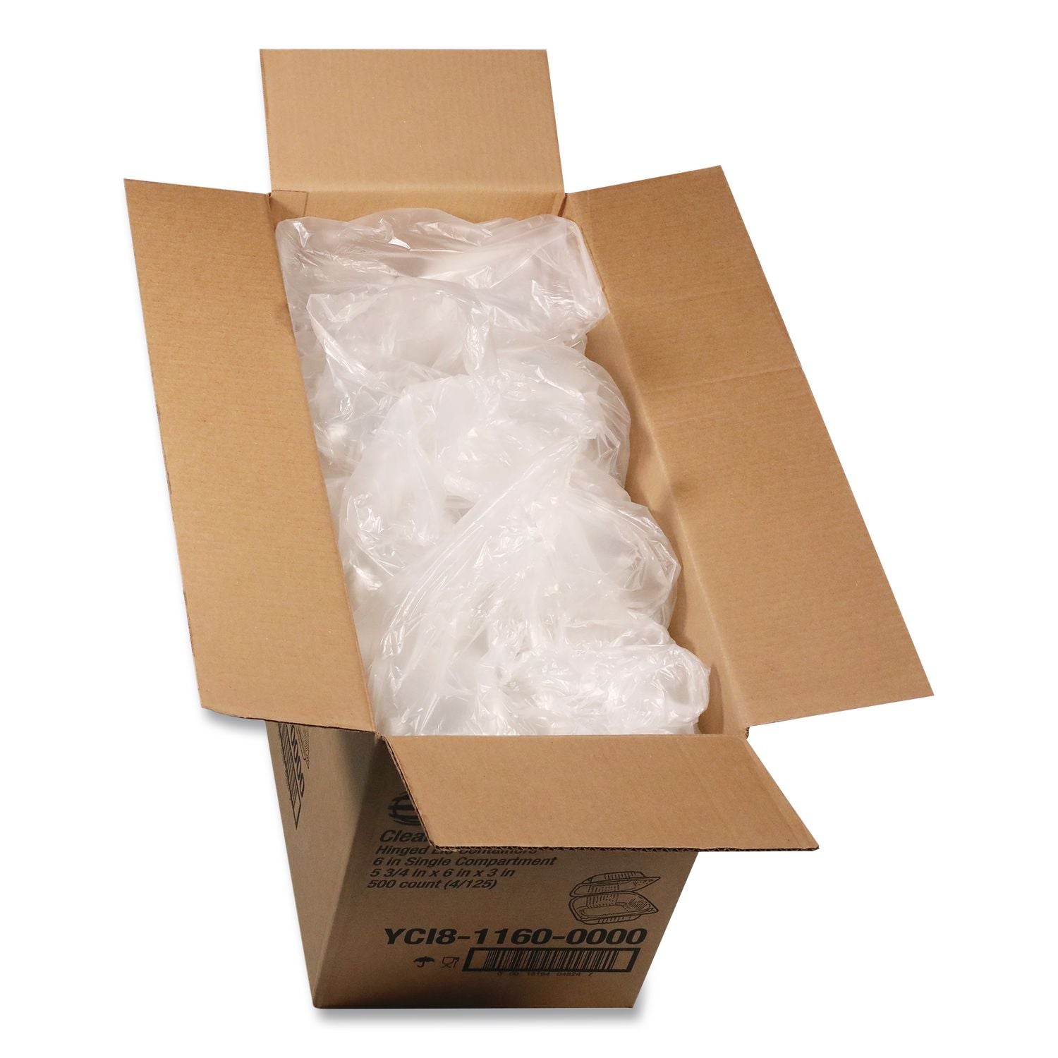 ClearView SmartLock Hinged Lid Container, 20 oz, 5.75 x 6 x 3, Clear, Plastic, 500/Carton