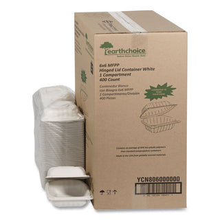 EarthChoice SmartLock Microwavable MFPP Hinged Lid Container, 6 x 6 x 3.1, White, Plastic, 400/Carton