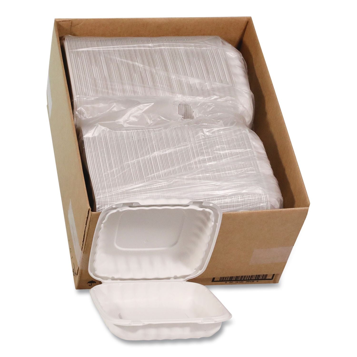 EarthChoice SmartLock Microwavable MFPP Hinged Lid Container, 9 x 9 x 3.1, White, Plastic, 120/Carton