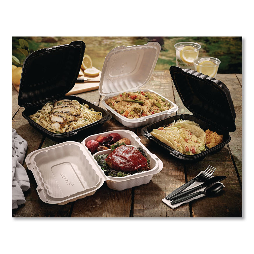 EarthChoice SmartLock Microwavable MFPP Hinged Lid Container, 9 x 9 x 3.1, White, Plastic, 120/Carton