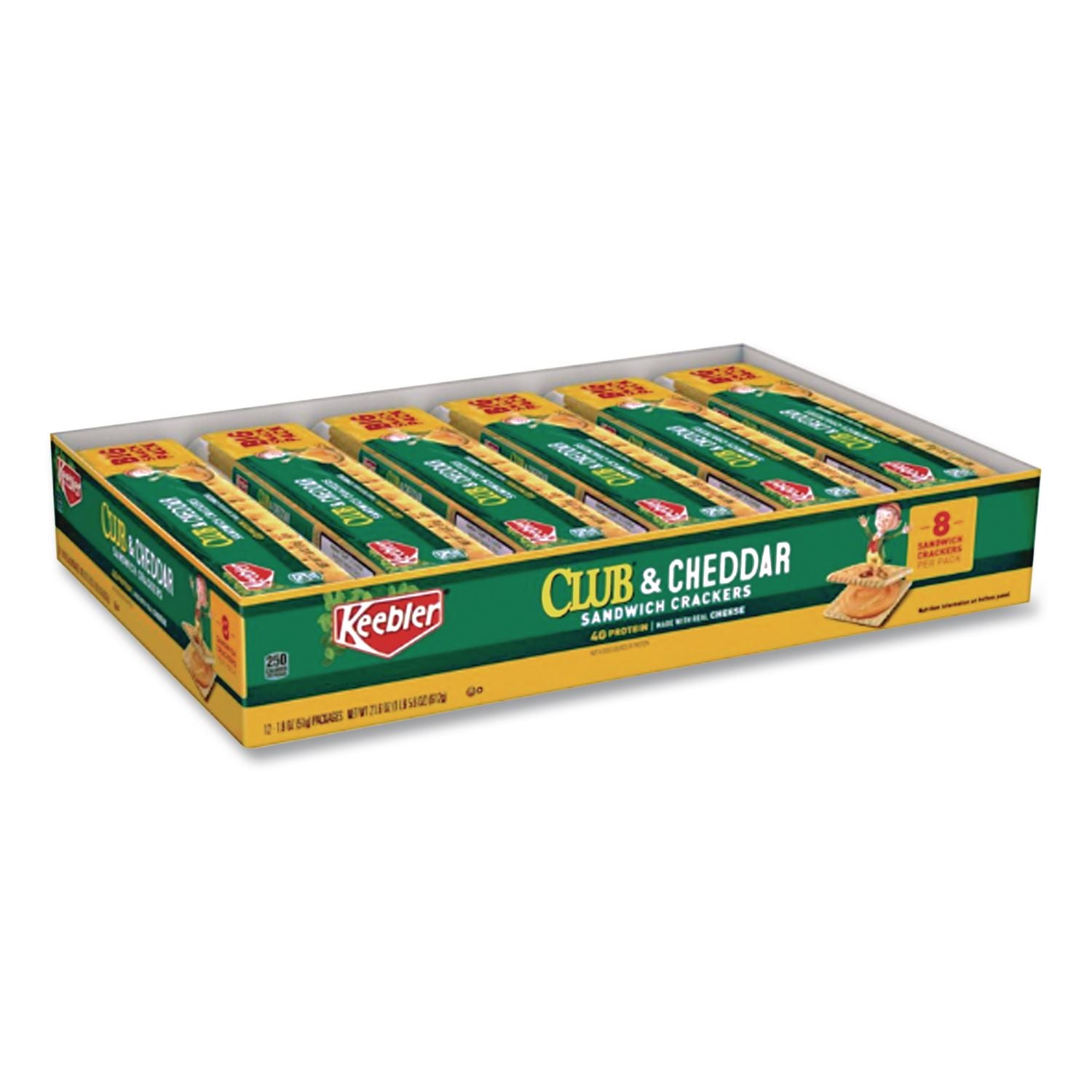 Sandwich Cracker, Club and Cheddar, 8 Cracker Snack Pack, 12/Box
