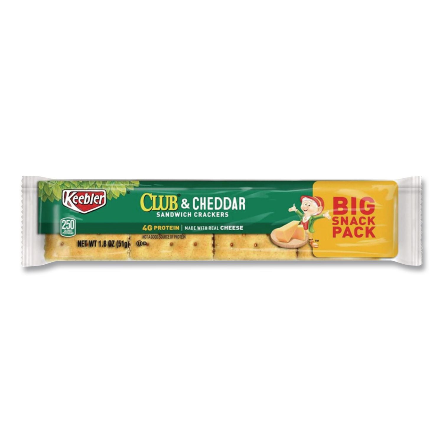 Sandwich Cracker, Club and Cheddar, 8 Cracker Snack Pack, 12/Box