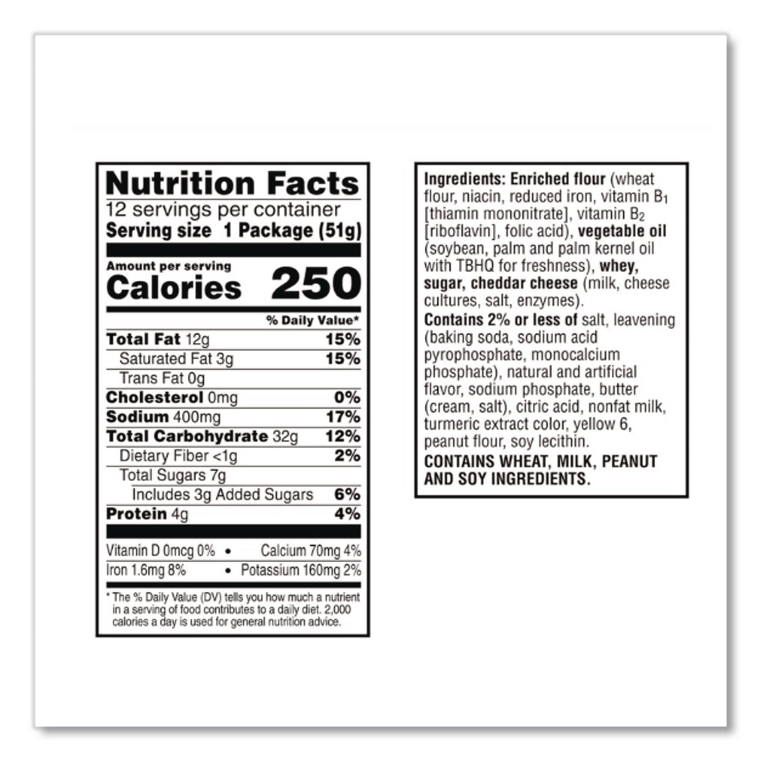 Sandwich Cracker, Club and Cheddar, 8 Cracker Snack Pack, 12/Box