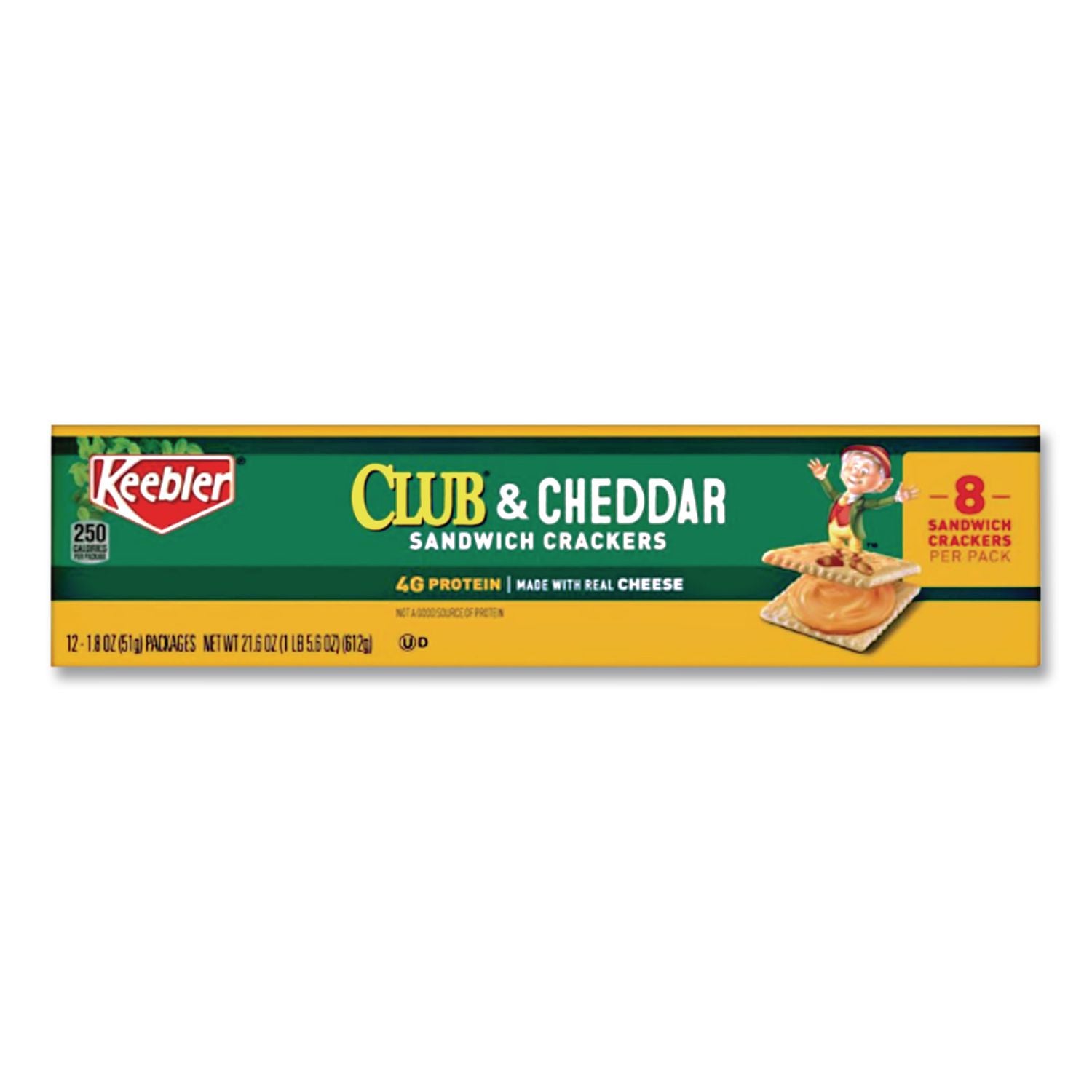 Sandwich Cracker, Club and Cheddar, 8 Cracker Snack Pack, 12/Box