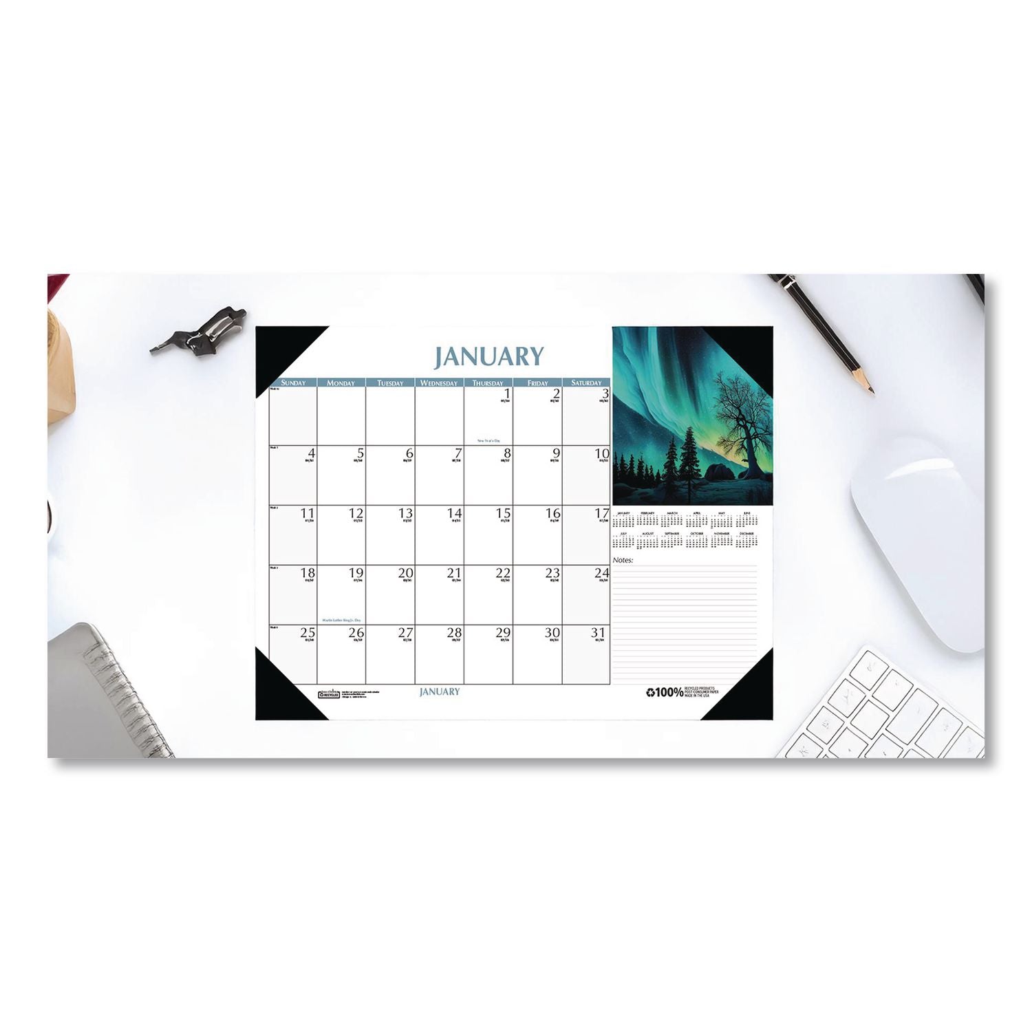 Earthscapes Scenic Desk Pad Calendar, Scenic Photos, 18.5 x 13, White Sheets, Black Binding/Corners,12-Month (Jan-Dec): 2024