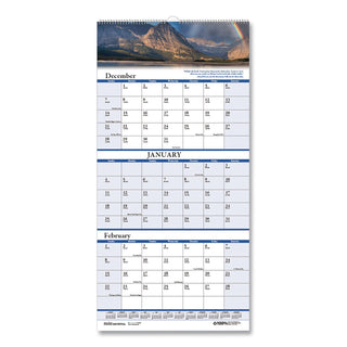 Earthscapes Recycled 3-Month Vertical Wall Calendar, Scenic Photography, 8 x 17, White Sheets, 14-Month (Dec-Jan): 2023-2025