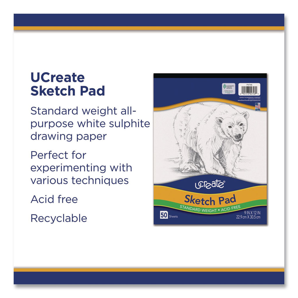 Art1st Sketch Pad, Unruled, 50 White 9 x 12 Sheets