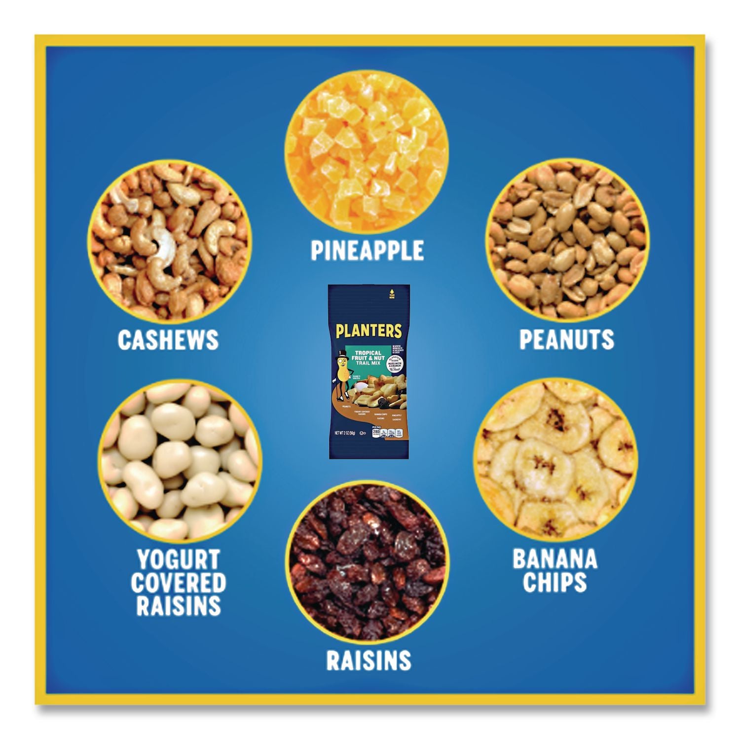 Trail Mix, Tropical Fruit and Nut, 2 oz Bag, 72/Carton