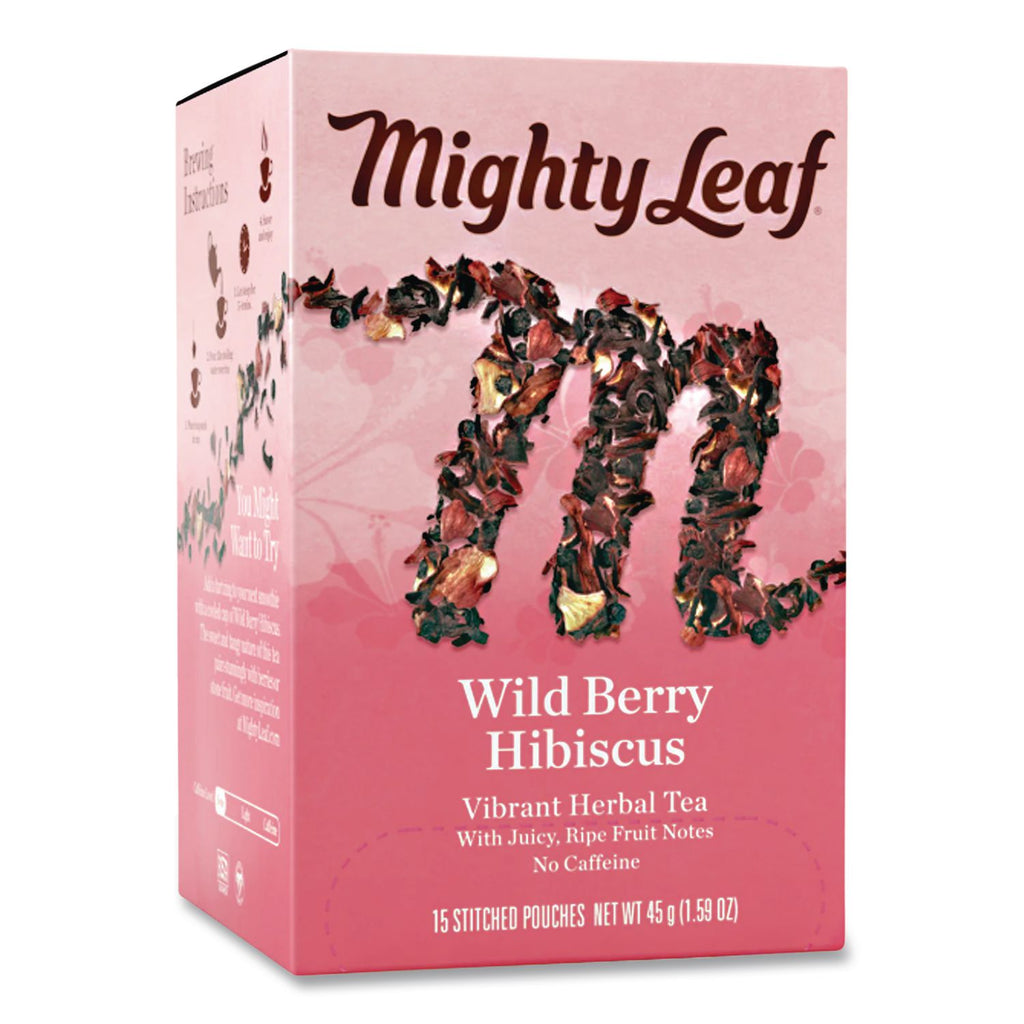 Whole Leaf Tea Pouches, Wild Berry Hibiscus, 15/Box