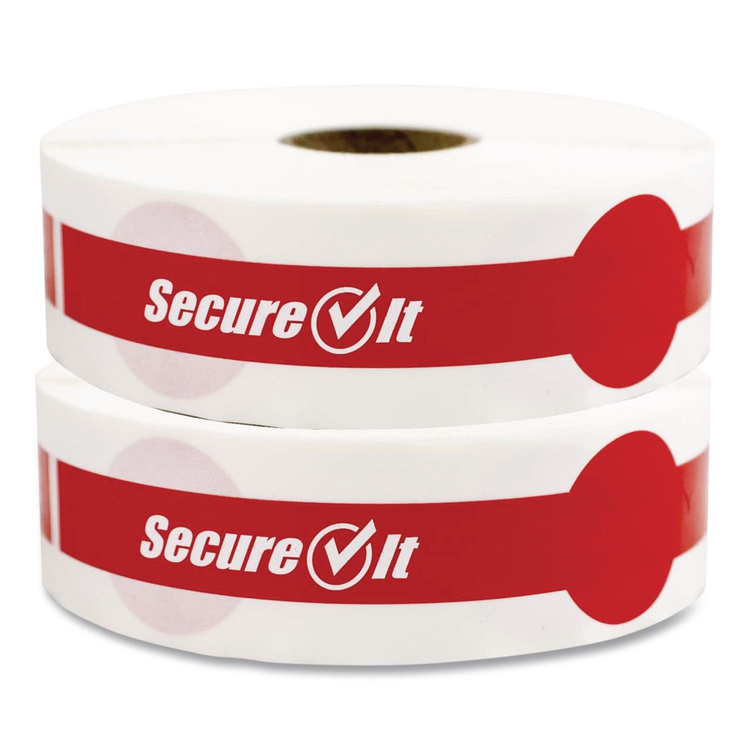 SecureIT Tamper Evident Food Container Seals, 1" x 7", Red, Paper, 250/Roll, 2 Rolls/Pack