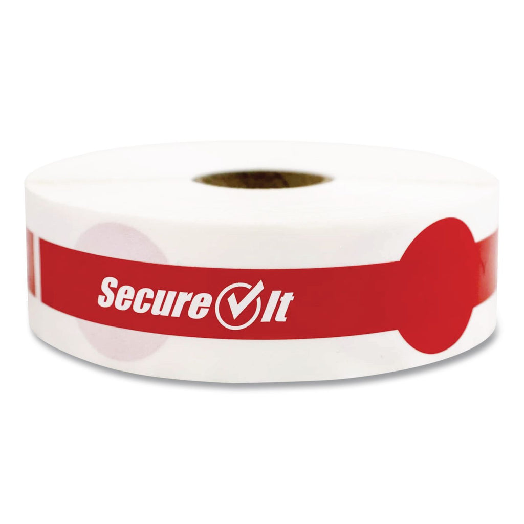 SecureIT Tamper Evident Food Container Seals, 1" x 7", Red, Paper, 250/Roll, 2 Rolls/Pack