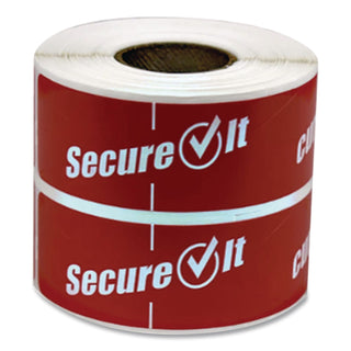 SecureIT Tamper Evident Food Container Seals, 1" x 3", Red, Paper, 250/Roll, 2 Rolls/Pack