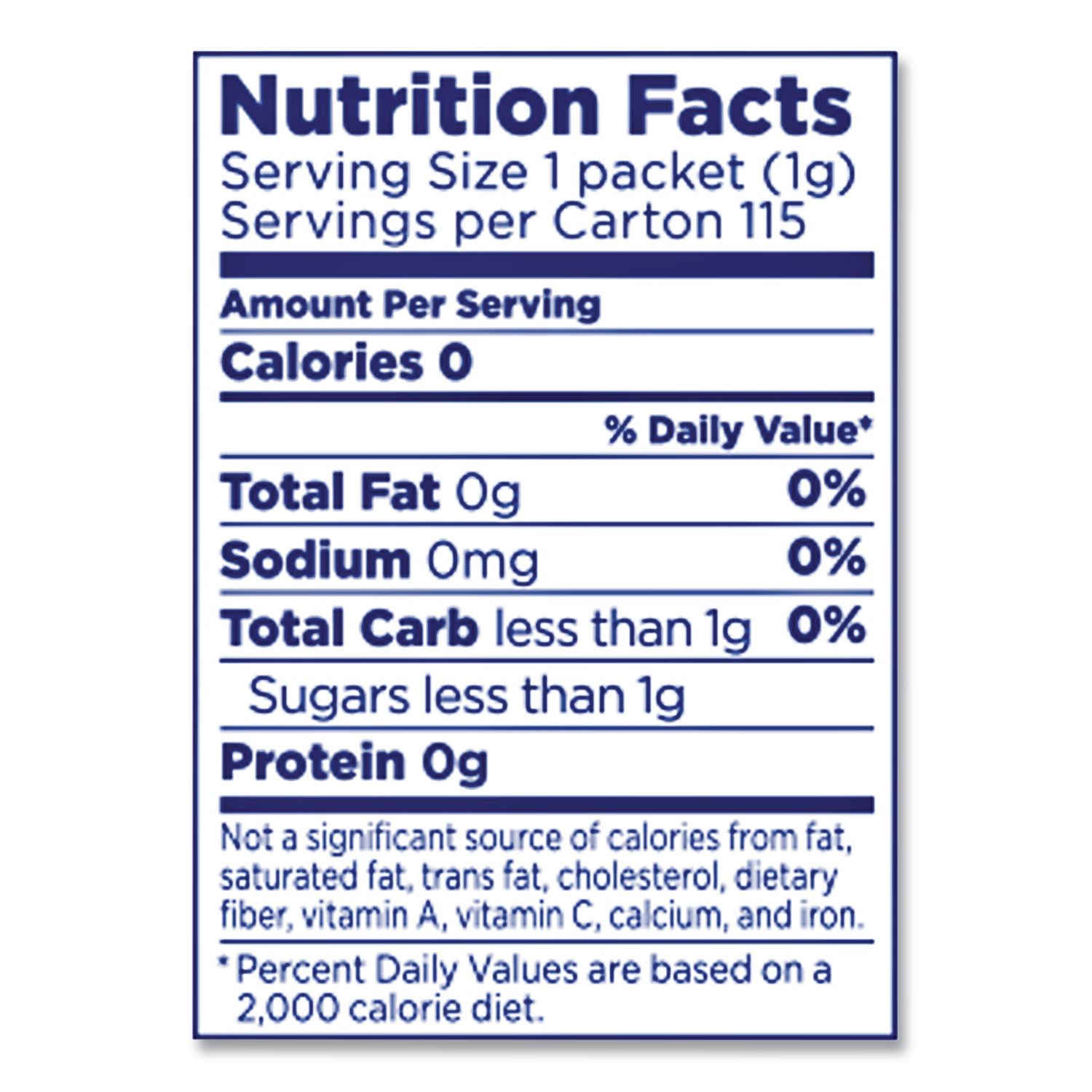 Zero Calorie Sweetener, 0.035 oz Packets, 500/Box
