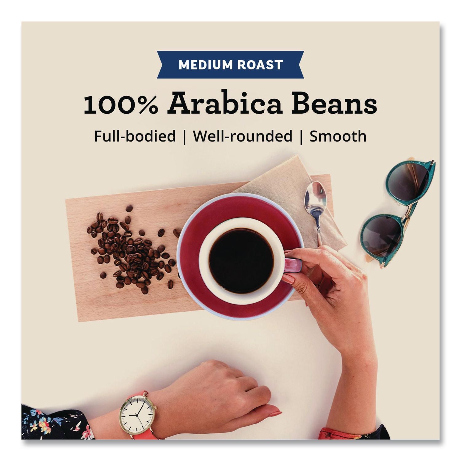 Port Side Blend Whole Bean Coffee, Medium Roast, 12 oz Bag, 6/Carton