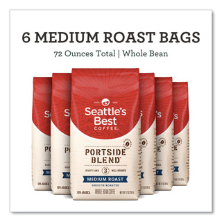 Port Side Blend Whole Bean Coffee, Medium Roast, 12 oz Bag, 6/Carton