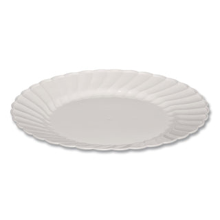 Classicware Plastic Dinnerware, Plates, 9" dia, White, 12/Bag, 15 Bags/Carton
