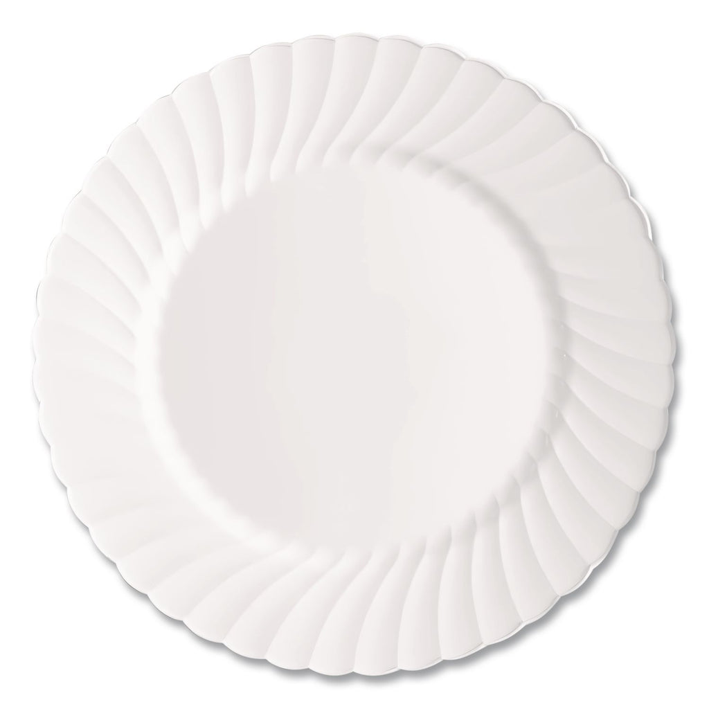 Classicware Plastic Dinnerware, Plates, 9" dia, White, 12/Bag, 15 Bags/Carton