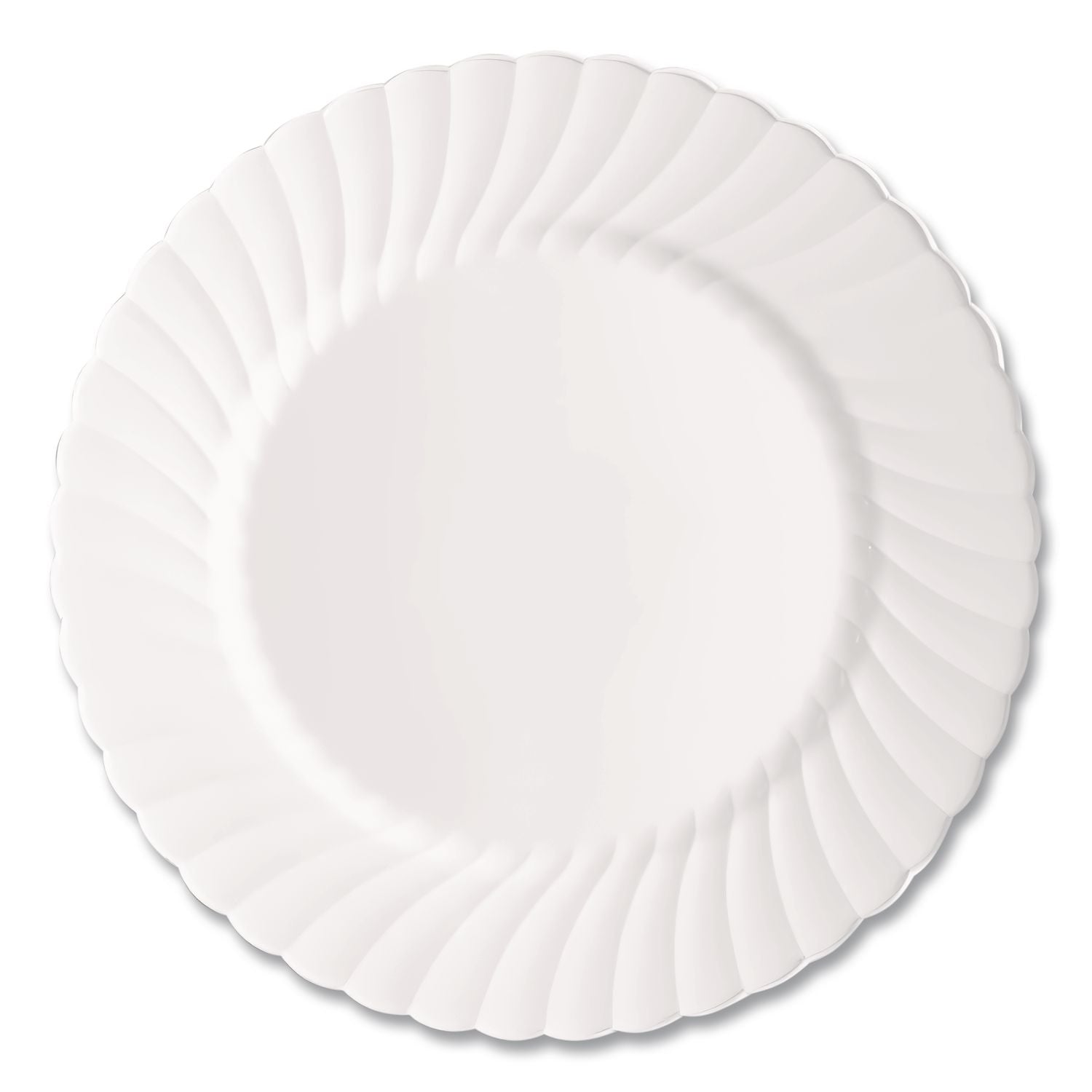 Classicware Plastic Dinnerware, Plates, 9" dia, White, 12/Bag, 15 Bags/Carton