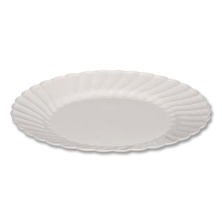 Classicware Plastic Dinnerware Plates, 9" dia, White, 12/Pack