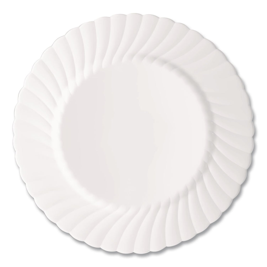 Classicware Plastic Dinnerware Plates, 9" dia, White, 12/Pack