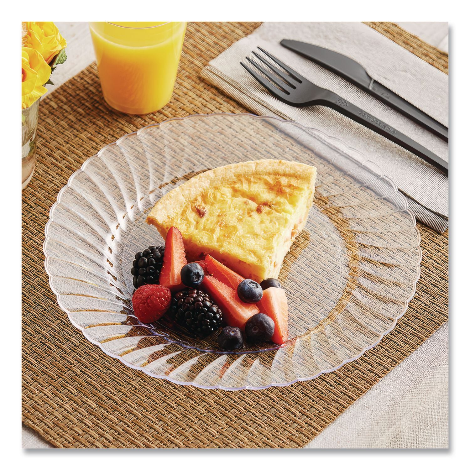 Classicware Plastic Plates, 9" dia, Clear, 12/Pack, 15 Packs/Carton