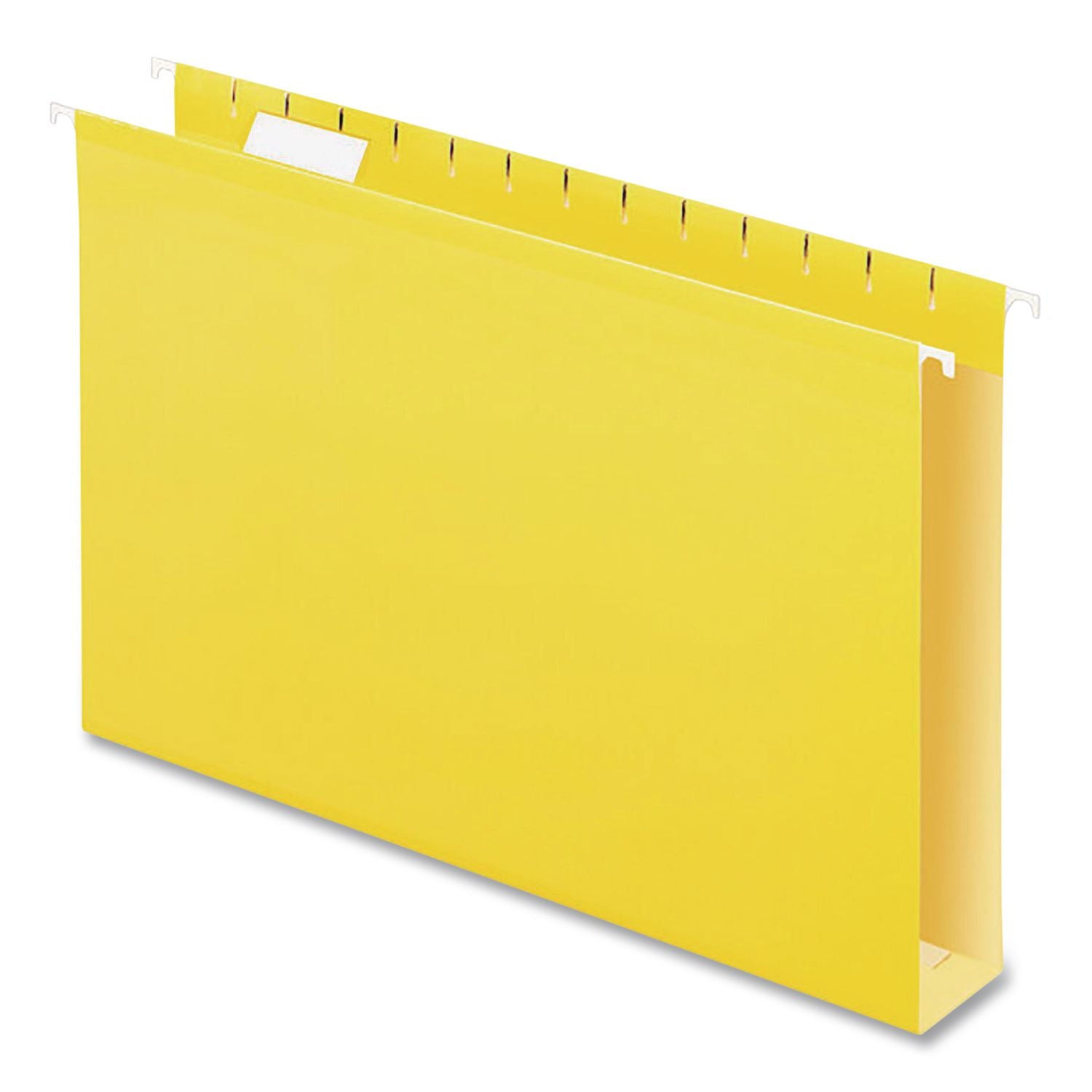 Extra Capacity Reinforced Hanging File Folders with Box Bottom, 2" Capacity, Legal Size, 1/5-Cut Tabs, Yellow, 25/Box