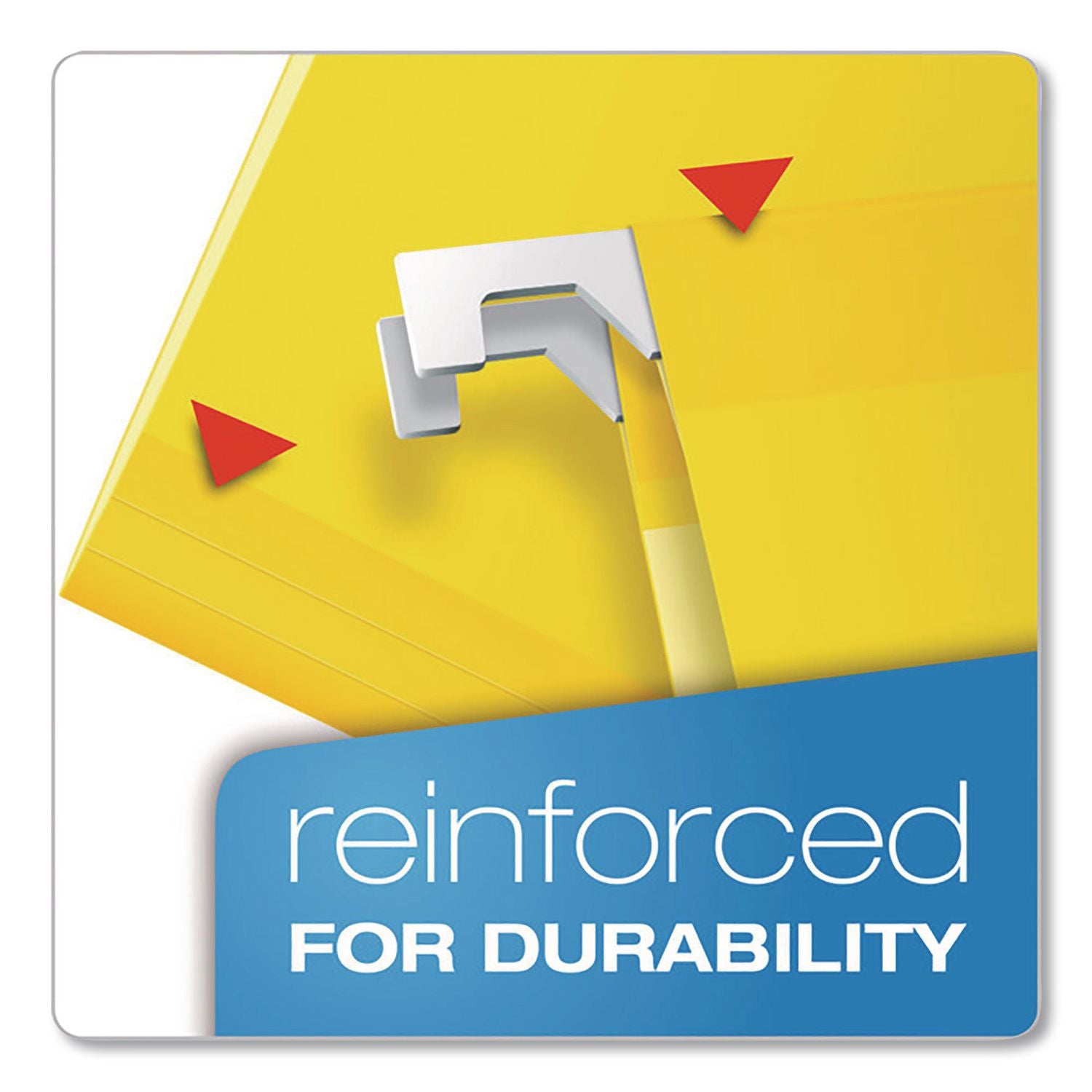 Extra Capacity Reinforced Hanging File Folders with Box Bottom, 2" Capacity, Legal Size, 1/5-Cut Tabs, Yellow, 25/Box