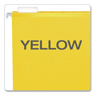 Extra Capacity Reinforced Hanging File Folders with Box Bottom, 2" Capacity, Legal Size, 1/5-Cut Tabs, Yellow, 25/Box