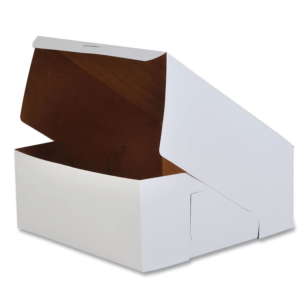 White One-Piece Non-Window Bakery Boxes, 12 x 12 x 6, White, Paper, 50/Carton