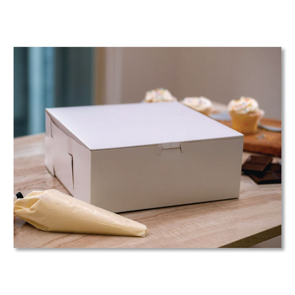 White One-Piece Non-Window Bakery Boxes, 12 x 12 x 6, White, Paper, 50/Carton