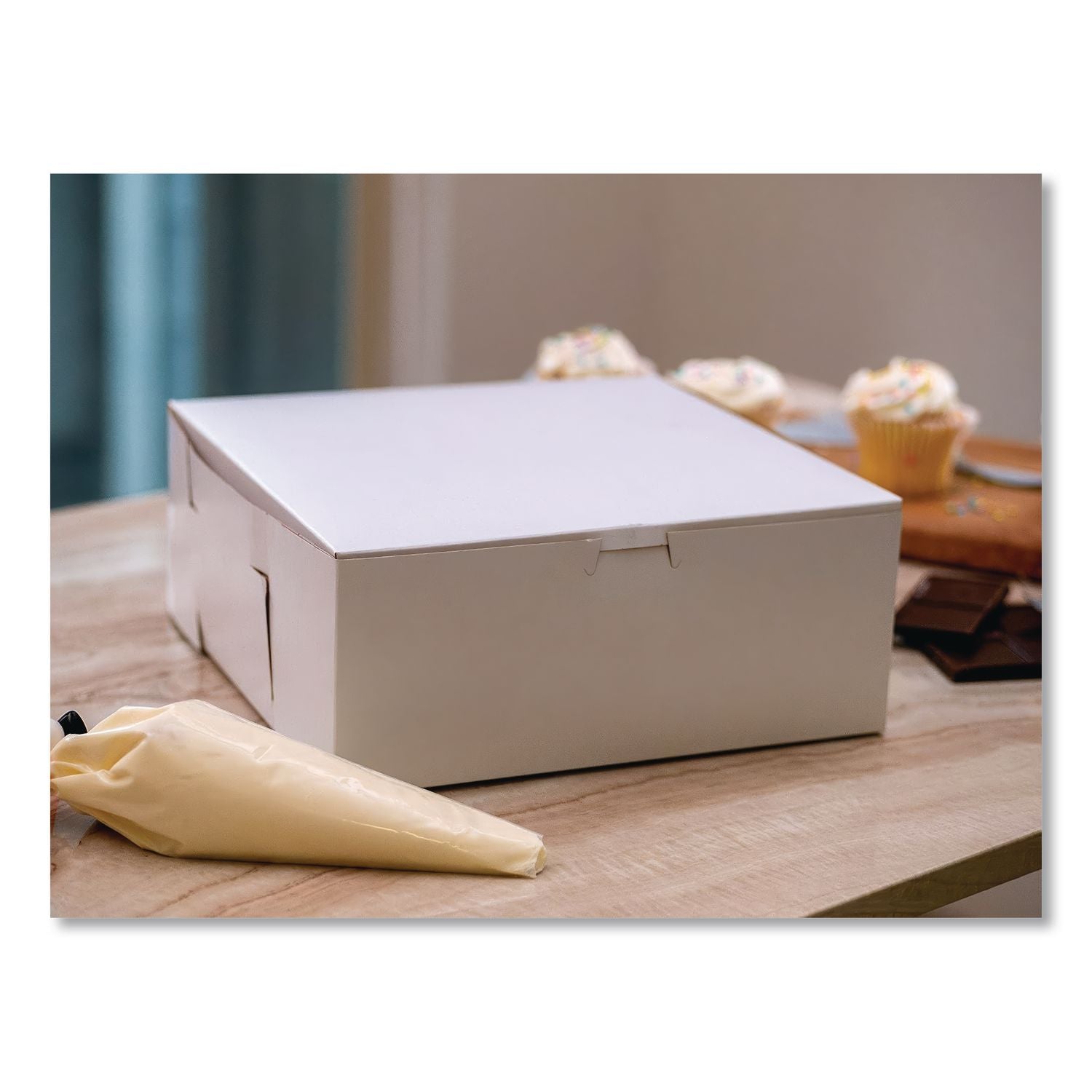 White One-Piece Non-Window Bakery Boxes, 12 x 12 x 6, White, Paper, 50/Carton