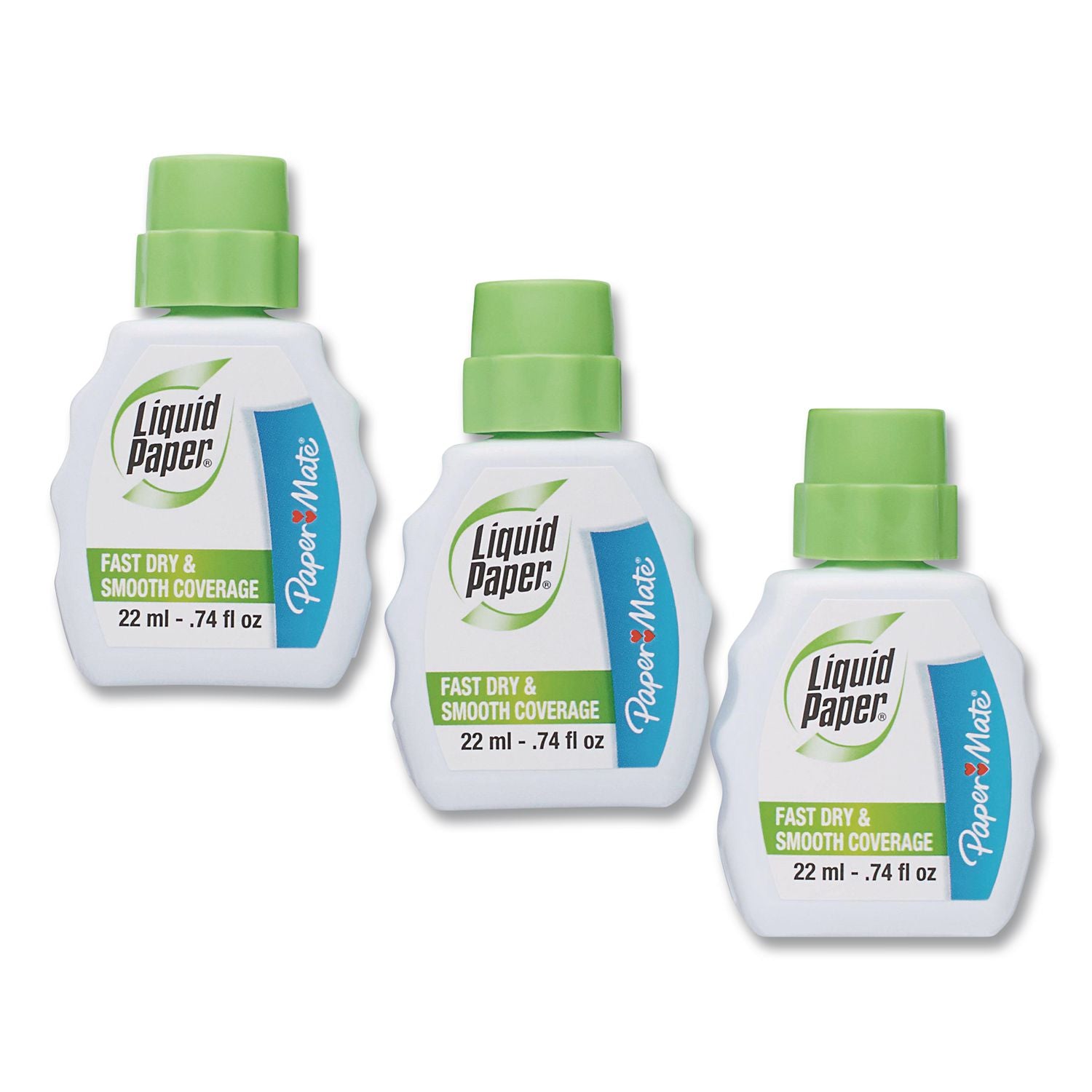 Fast Dry Correction Fluid, 22 ml Bottle, White, 3/Pack