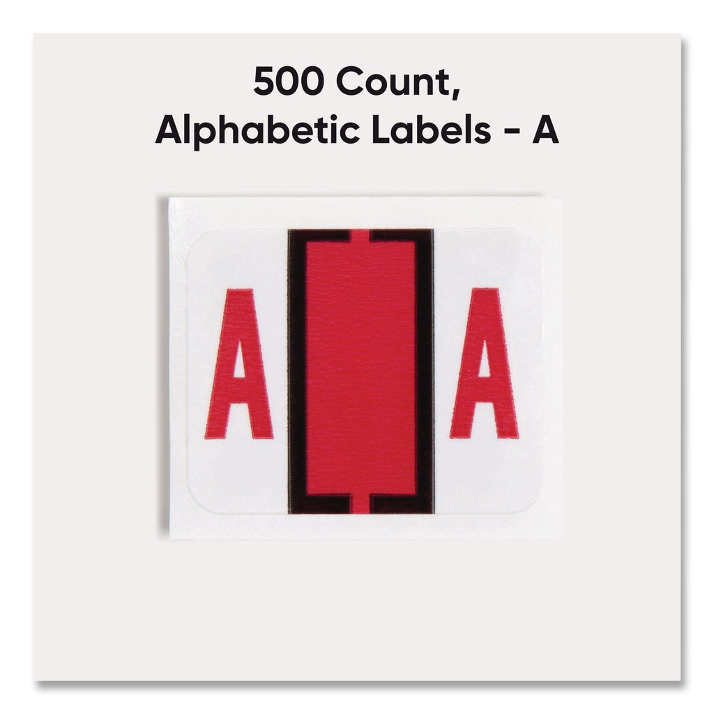 A-Z Color-Coded End Tab Filing Labels, A, 1 x 1.25, White, 500/Roll